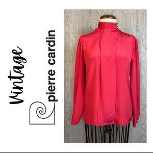 Pierre Cardin Boutique Vintage Red High Neck Blouse